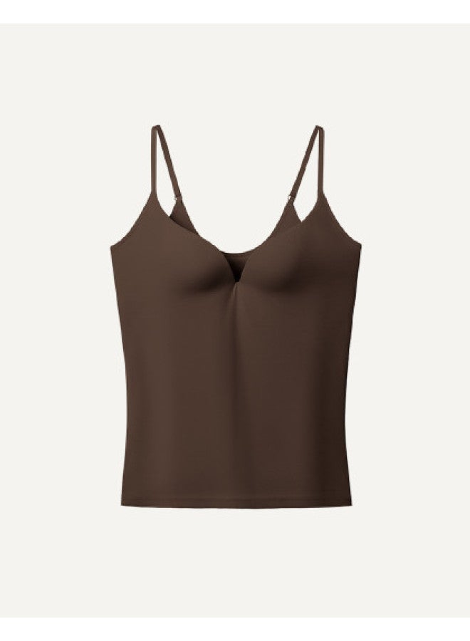 ubras Small Milk Skin Deep V Camisole With Built-In Bra, Light Shapewear Body Shaper For Summer - Image 1