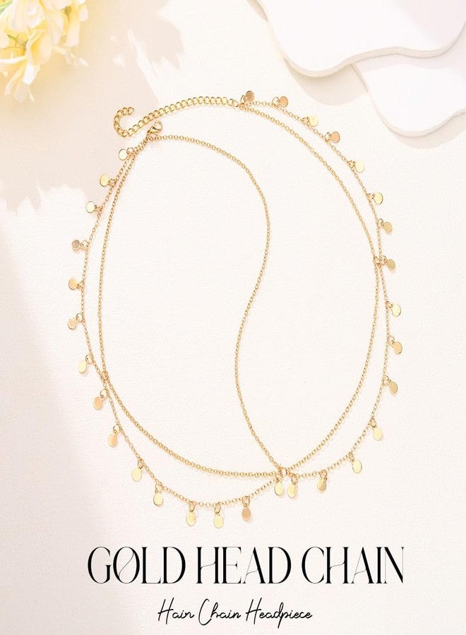 Brishow Boho Sequin Head Chain Jewelry Gold Layered Head Piece for Women - Image 3
