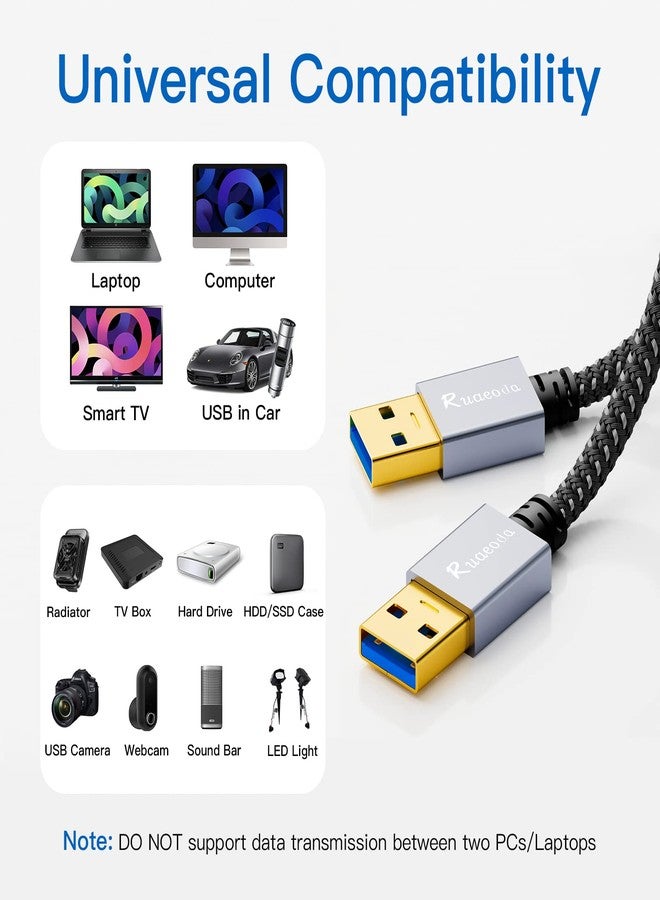 Ruaeoda USB to USB Cable 3 ft, USB 3.0 Male to Male Type A to A Double Sided USB Cord for Data Transfer,Hard Drive,Laptop,DVD,TV,Hub and More - Image 5