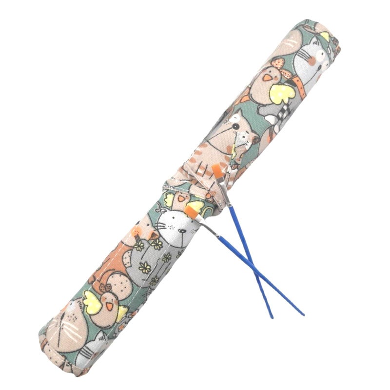 Funny live Paint Brush Holder Art Supplies, Artist Paint Brush & Storage Organizer Roll-Up Case Bag, Protect Acrylic Oil Watercolor Paintbrushes (Kitten 22 Slot Pockets) - Image 5