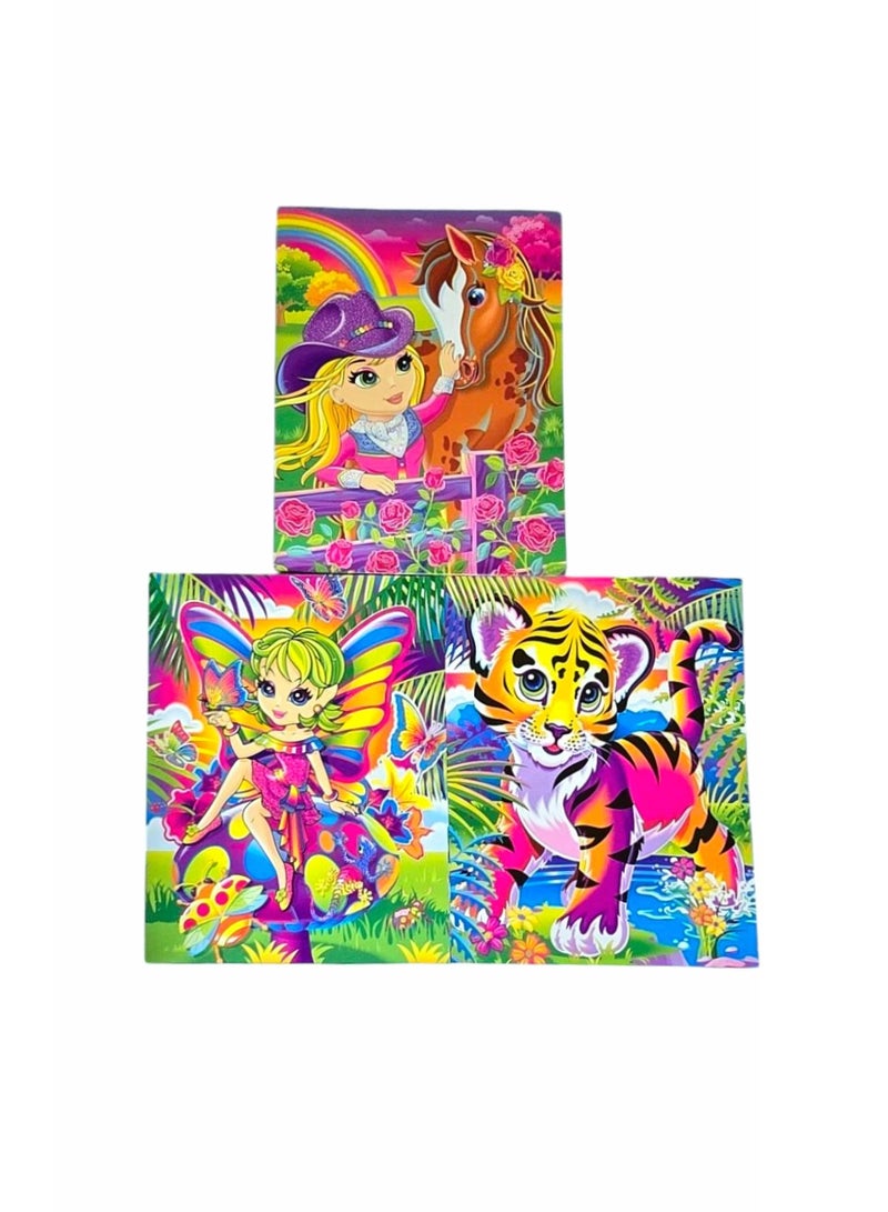 ليزا فرانك مجموعة من ٣ قطع ملف اوراق نقشة كرتون مقاس A4 32*24 - Image 1