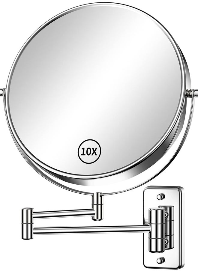 Gospire 9" Large Size Wall Mount Makeup Mirror with 1X/10X Magnification Double-Sided 360° Swivel Vanity Mirror，Chrome Polished Extendable Shaving Bathroom Wall Cosmetic Mirror for Men and Women  - Image 1