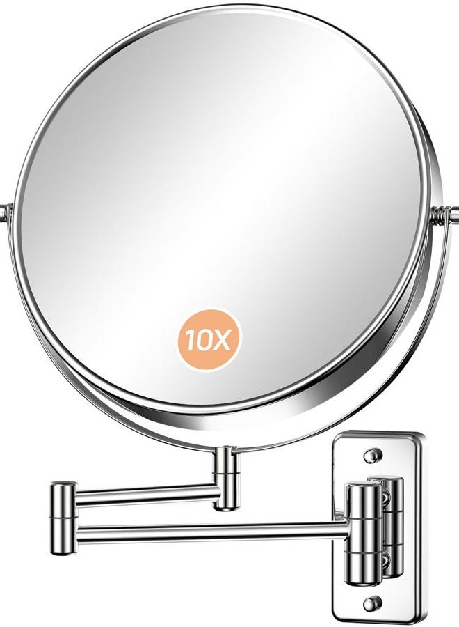 Gospire 9 Inch Extra Large Wall Mounted Mirror with 1X/10X Magnification, 360° Swivel & Extendable, Chrome Polished Finish for Bathroom Vanity, Shaving & Makeup (Men & Women) - Image 1