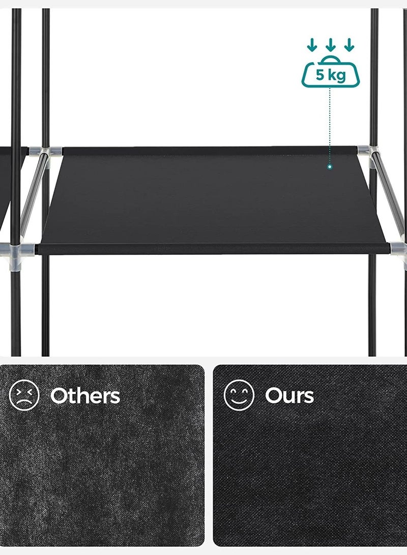 Roman Gifts Double Canvas Wardrobe, Portable Wardrobe, Foldable Closet, Clothes Storage Organizer with Hanging Rail for Clothes, Bags, Toys, Shoes, Living Room, Bedroom  - Image 5
