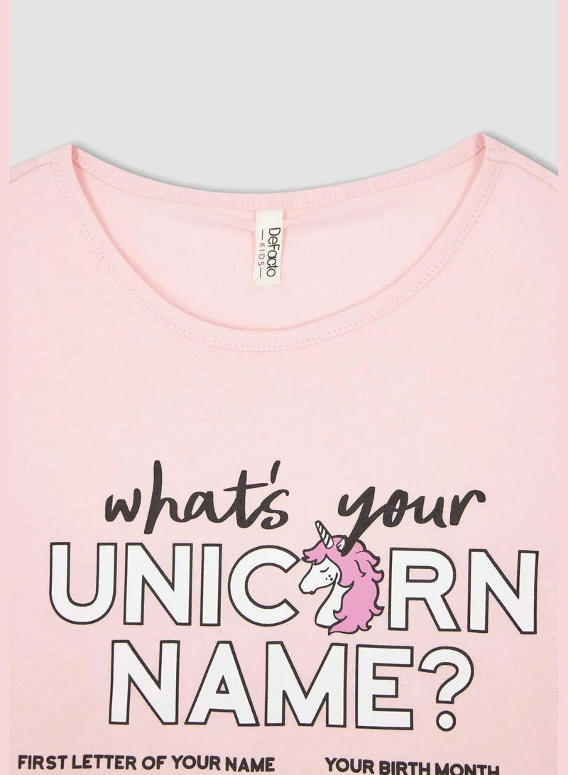 DeFacto Regular Fit Short Sleeve Unicorn Print Nightdress