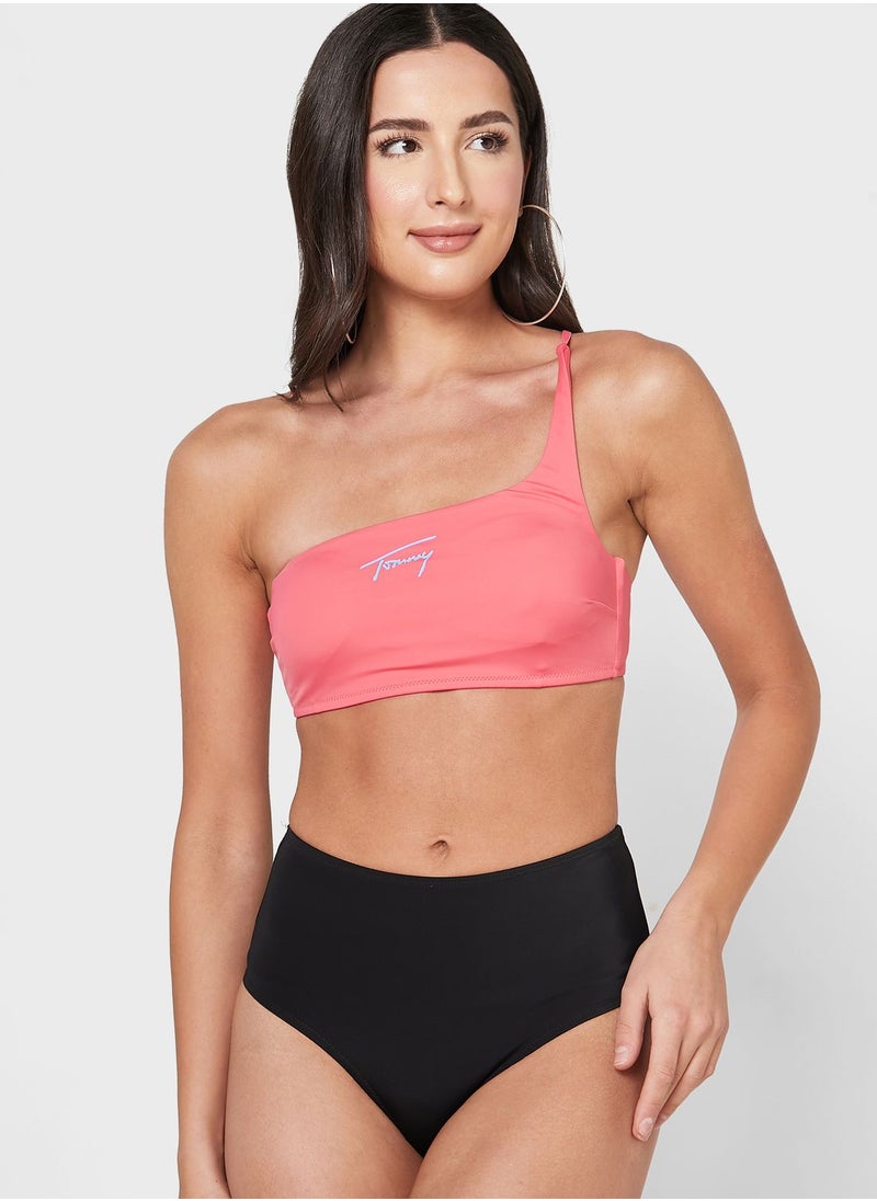 TOMMY HILFIGER One Shoulder Logo Bikini Top  - Image 4
