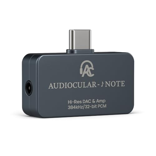 AUDIOCULAR Note Portable Hi-Res DAC & Amp, APP Support, Connector & Adapter – KT02H20 DAC, OPA97220 AMP, 32-bit/384kHz PCM, Type-C to 4.4mm & 3.5mm, UAC 2.0, App Support – USB-C Headphone Amplifier - Image 1