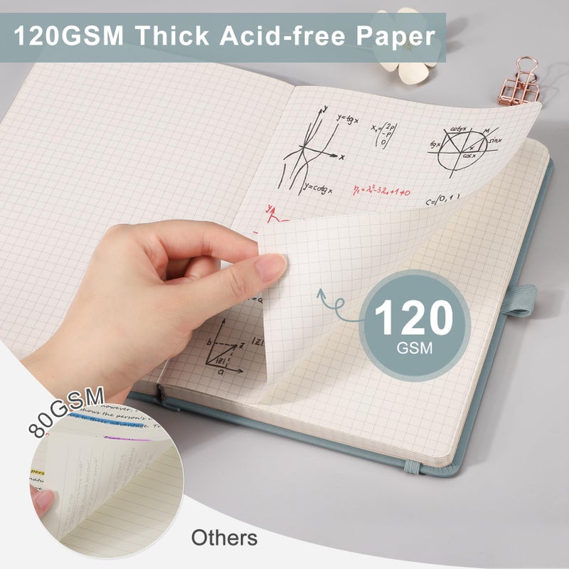 Emshoi Graph Paper Notebook - 256 Pages A5 Graph Notebook/Journal  Hard Cover  120Gsm Thick Paper  Smooth Pu Leather  Inner Pocket  5.75'' ? 8.38''- Olive Green - Image 2