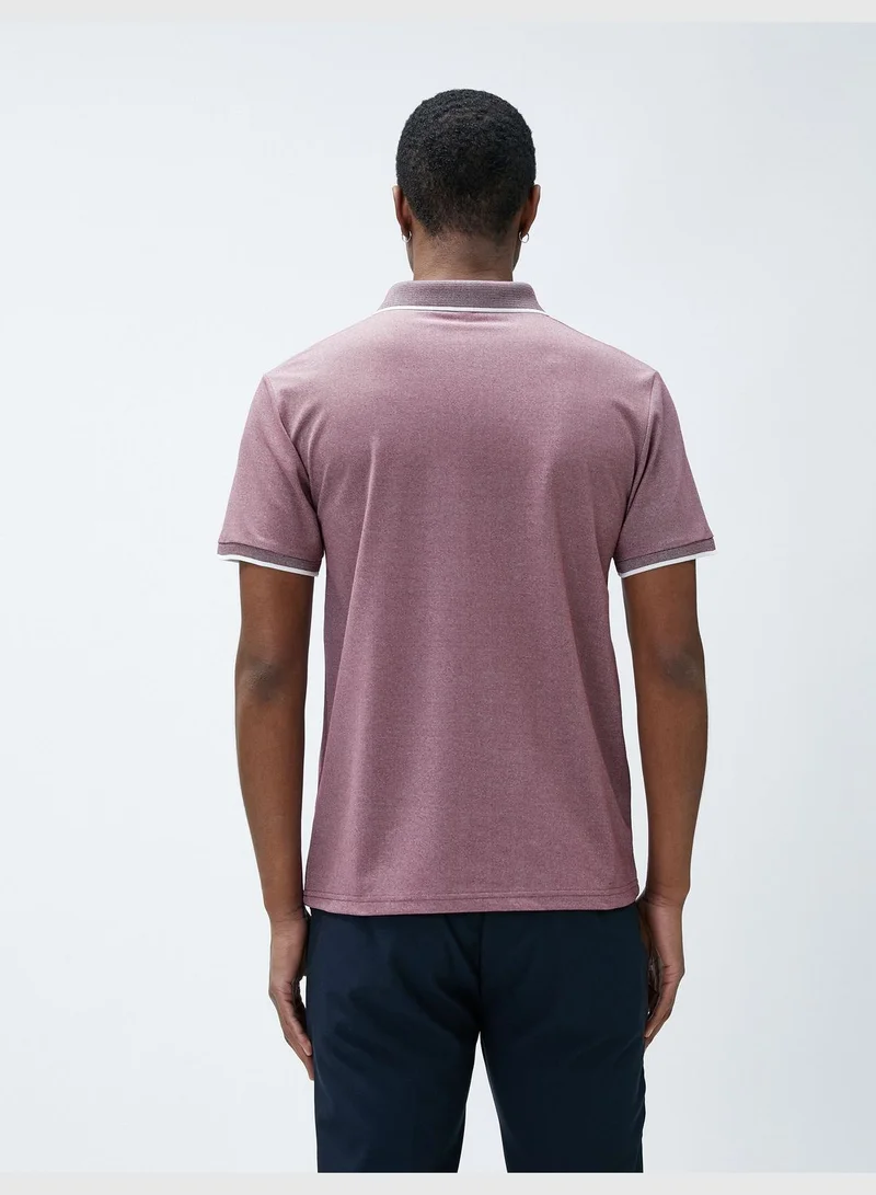 KOTON Polo Neck T-Shirt Buttoned Slim Fit Short Sleeve