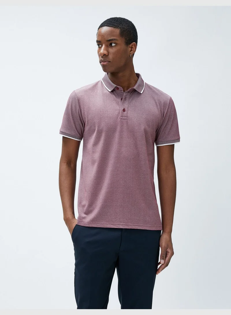 KOTON Polo Neck T-Shirt Buttoned Slim Fit Short Sleeve