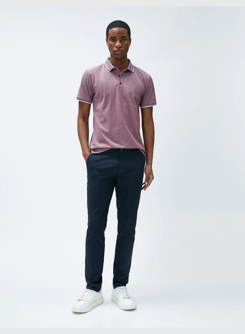 KOTON Polo Neck T-Shirt Buttoned Slim Fit Short Sleeve