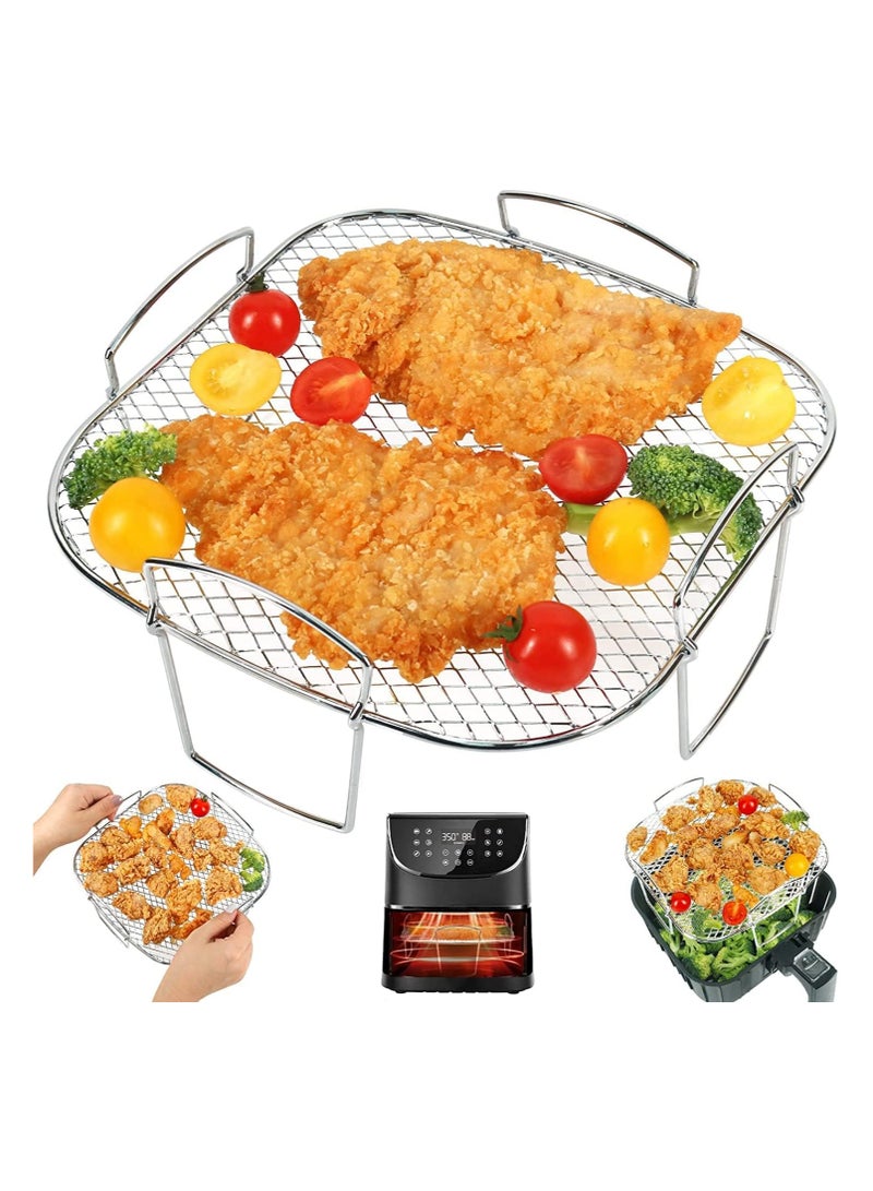 8-inch stainless steel Air Fryer Holder - Versatile dehydrator tray and dishwasher safe accessory for most air fryers and ovens - Image 1