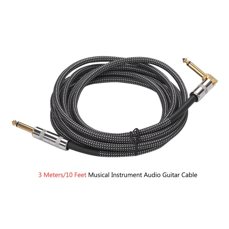 كبل جيتار كهربي 3 متر رمادي داكن بنواة OFC مقاس 22 AWG - تصميم экраنة بنسبة 99% كبل صوتي بمقابس مغلفة بالذهب مقاس 1/4 بوصة لجيتار كهربي، باس جيتار، مزج صوت، مضخم صوت، معادل - Image 4