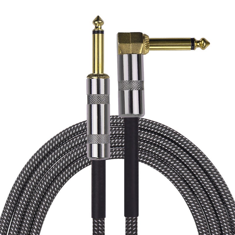 كبل جيتار كهربي 3 متر رمادي داكن بنواة OFC مقاس 22 AWG - تصميم экраنة بنسبة 99% كبل صوتي بمقابس مغلفة بالذهب مقاس 1/4 بوصة لجيتار كهربي، باس جيتار، مزج صوت، مضخم صوت، معادل - Image 2