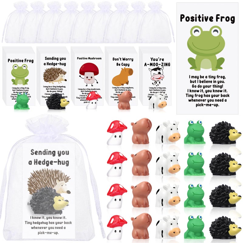 Fumete 100 Set Appreciation Gifts Bulk for Employee Thank You Gifts Positive Resin Animal Motivation Pun Note Cards Back to School Student Teacher Coworker Housekeeping Nurse Pocket Favors
