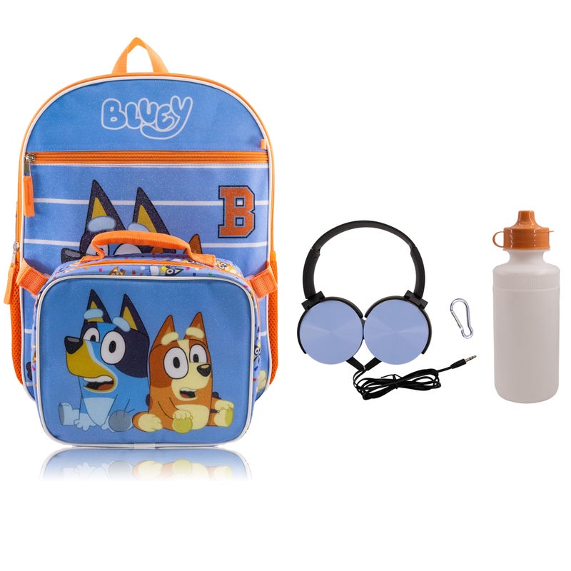 Fast Forward Bluey Backpack With Lunch Box for Kids Insulated Lunch Bag Lunch Box for Boys Girls Toddlers Backpack for School and Reusable Lunchbox with Matching Headphones and Water Bottle - Image 2