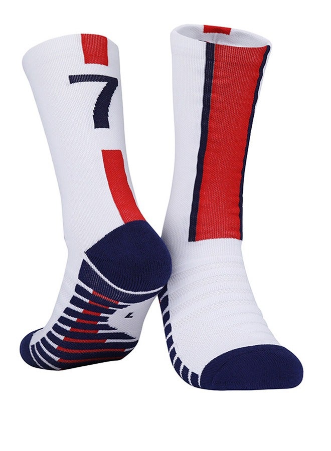 سوكس جوارب كرة قدم للرجال بمقاس 7، جوارب قصيرة غير قابلة للانزلاق، جوارب رياضية غير رسمية للتدريب الجماعي، جوارب رياضية قصيرة للرجال من القطن المبطن مع ملصقات رياضية للجري واللياقة البدنية والتدريب والملابس غير الرسمية - Image 1