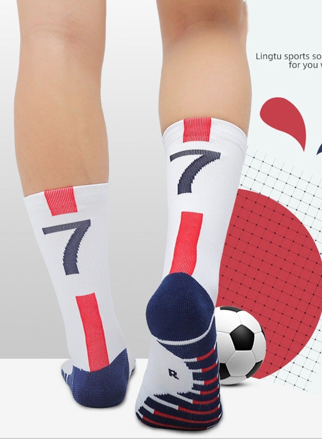 سوكس جوارب كرة قدم للرجال بمقاس 7، جوارب قصيرة غير قابلة للانزلاق، جوارب رياضية غير رسمية للتدريب الجماعي، جوارب رياضية قصيرة للرجال من القطن المبطن مع ملصقات رياضية للجري واللياقة البدنية والتدريب والملابس غير الرسمية - Image 2