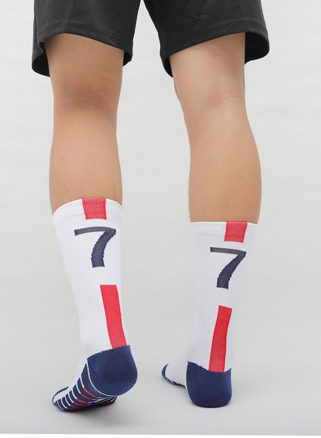 سوكس جوارب كرة قدم للرجال بمقاس 7، جوارب قصيرة غير قابلة للانزلاق، جوارب رياضية غير رسمية للتدريب الجماعي، جوارب رياضية قصيرة للرجال من القطن المبطن مع ملصقات رياضية للجري واللياقة البدنية والتدريب والملابس غير الرسمية - Image 4