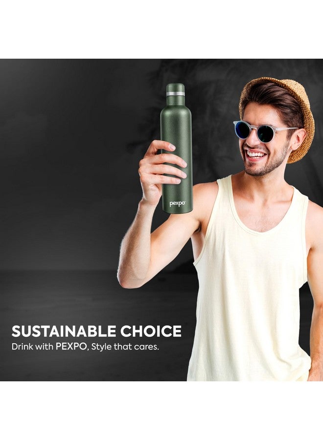 Pexpo Orio Stainless Steel Hot and Cold Vacuum Insulated ISI Certified Flask,750ml, Military Green | Double Wall Flask | BPA Free | Office | School | Home | Hiking | Gym | RCB Edition - Image 5