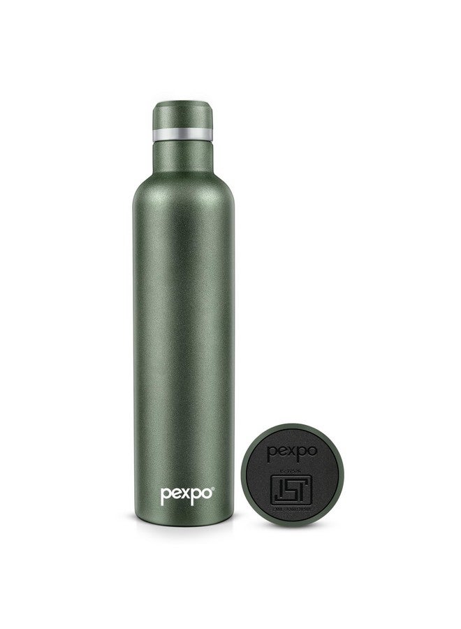 Pexpo Orio Stainless Steel Hot and Cold Vacuum Insulated ISI Certified Flask,750ml, Military Green | Double Wall Flask | BPA Free | Office | School | Home | Hiking | Gym | RCB Edition - Image 1