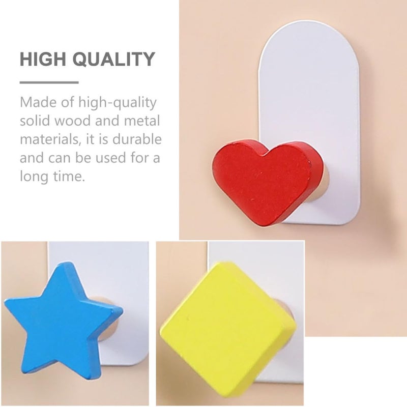 Self Adhesive Wall Hooks 5Pcs Wood Metal Coat Hat Holders No Marking Clothes Hangers - Image 4