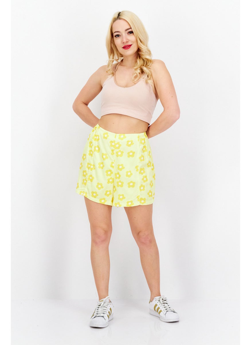 rvca Women Floral Print Basic Short, Yellow  - Image 2