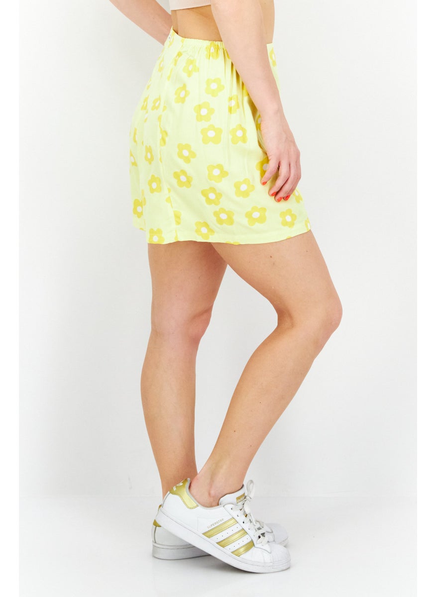 rvca Women Floral Print Basic Short, Yellow  - Image 4