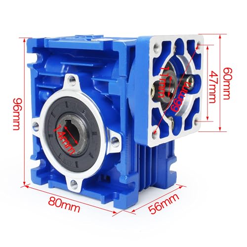 CNCTOPBAOS NMRV030 Worm Gear Reducer Speed Ratio 30:1, 60mm Flange, 14mm Output Shaft, RV30 NMRV30 Square Worm Gearbox Speed Reducer for Nema23 Stepper Motor - Image 4