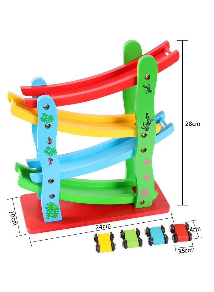 general Children's Glide Car Track Inertia Toy Car - Wooden Car Glide Car Toy, Suitable for 1-2-3 Years Old Baby Early Education Toy - Image 3