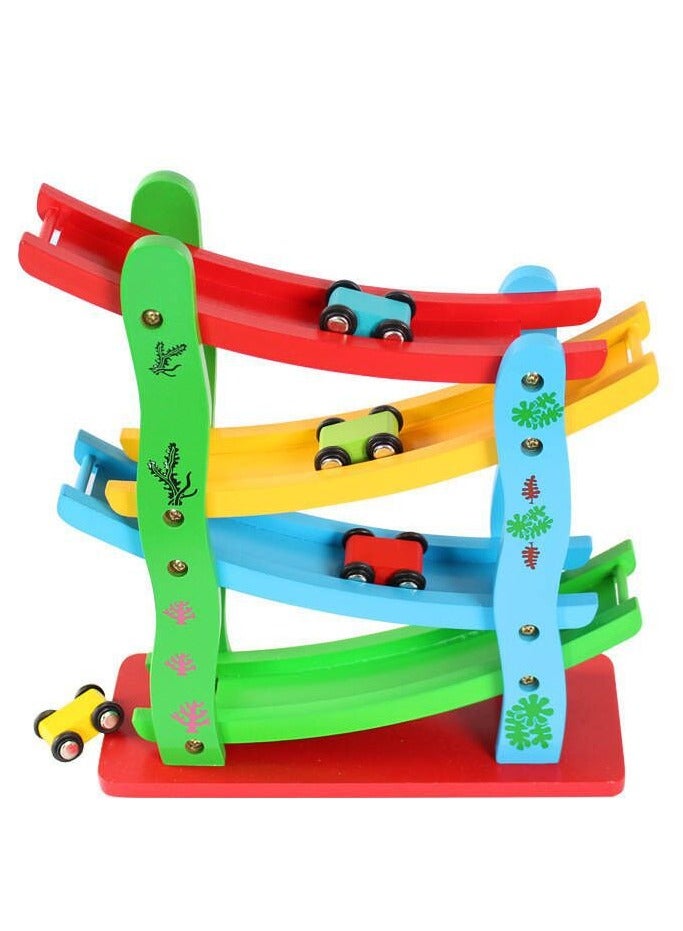 general Children's Glide Car Track Inertia Toy Car - Wooden Car Glide Car Toy, Suitable for 1-2-3 Years Old Baby Early Education Toy - Image 1