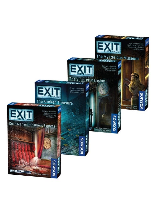 Thames & Kosmos EXIT: The Game 4-Pack Escape Room Bundle | Season 3 | Dead Man on the Orient Express | Sinister Mansion | Sunken Treasure | Mysterious Museum | Family-Friendly, Cooperative Game | 1 to 4 Players - Image 1