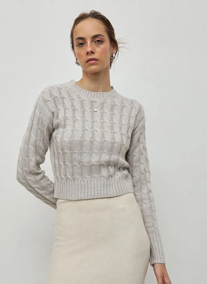 Cable Knit Pullover for Women in Grey