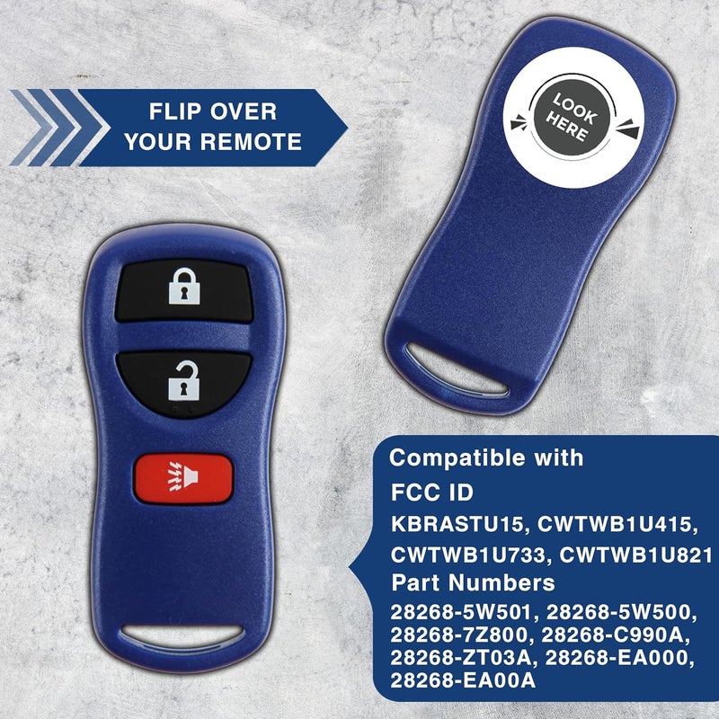 KeylessOption Keyless Entry Remote Control Car Key Fob Replacement for KBRASTU15, CWTWB1U733-Blue - Image 3