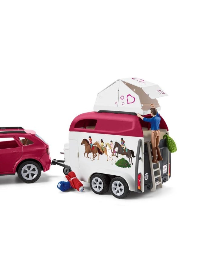 Schleich مجموعة ألعاب مغامرات الخيول من شلايش مع السيارة والمقطورة - Image 1