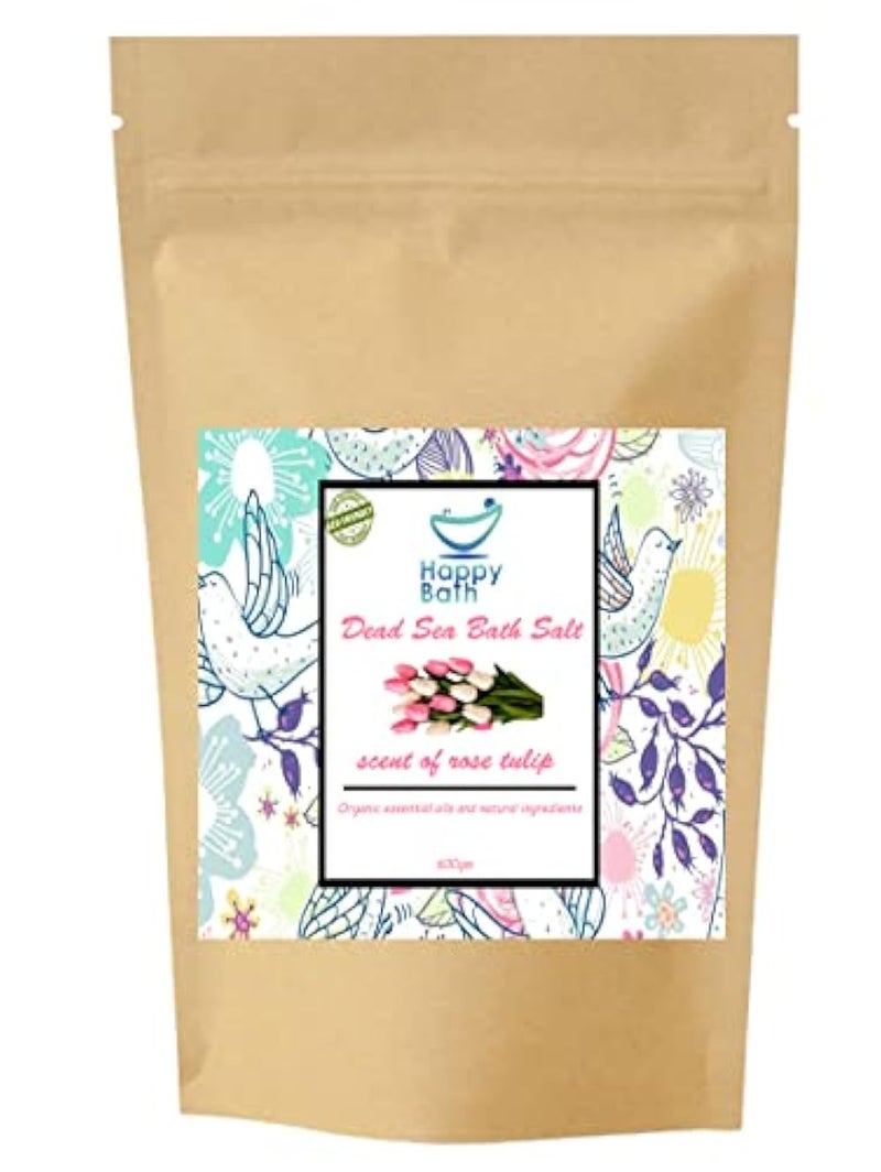 100% Natural Dead Sea Salts for Soaking, Relaxation, and Detoxification of Skin, 600 gm, scent of Tulip - Image 1