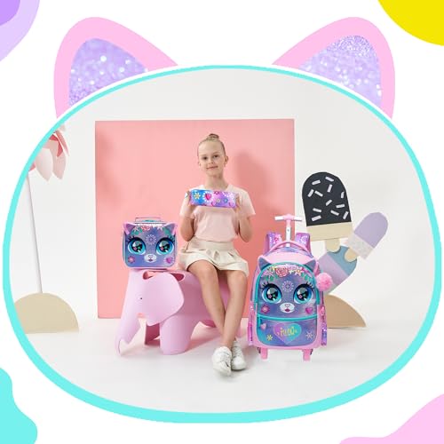 Meetbelify Rolling Backpack for Girls Backpacks with Wheels for Elementary School Students Kids 2 in 1 Travel Luggage Suitcase for Girls Age 8-10 - Image 5