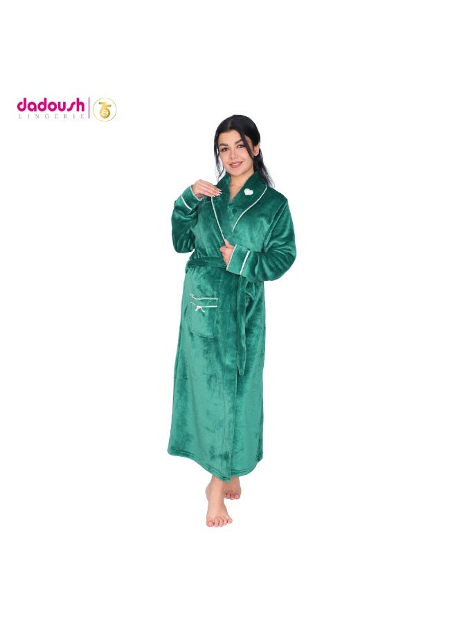 Dadoush Luxurious multi-colored, long, soft fur bathrobe with a belt - Women's fur robe - Long women's kimono, elegant design, winter robe by Daadoush - Image 1