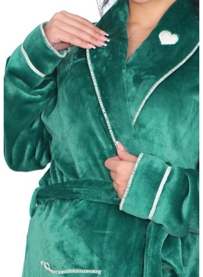 Dadoush Luxurious multi-colored, long, soft fur bathrobe with a belt - Women's fur robe - Long women's kimono, elegant design, winter robe by Daadoush - Image 2