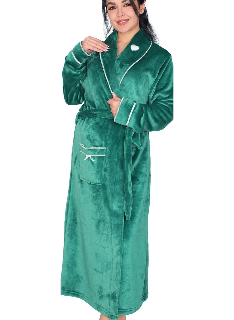 Dadoush Luxurious multi-colored, long, soft fur bathrobe with a belt - Women's fur robe - Long women's kimono, elegant design, winter robe by Daadoush - Image 5