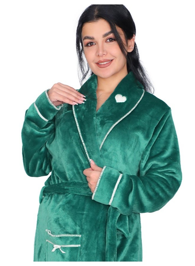 Dadoush Luxurious multi-colored, long, soft fur bathrobe with a belt - Women's fur robe - Long women's kimono, elegant design, winter robe by Daadoush - Image 3