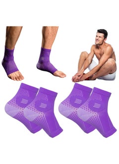 2 Pairs Dr. Sock Soothers - Neuropathy and Plantar Fasciitis Relief Compression Socks - Anti-Fatigue Foot Sleeve for Men Women, Pain Relief Support - Size L (Purple)