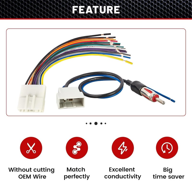 RED WOLF Car Radio Stereo Wire Harness with Antenna Adapter for Select 2007-2013 Nissan Subaru Infiniti Murano - Image 4