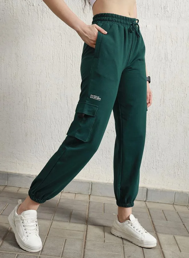 Hubberholme Cuffed Straight Leg High Rise Cotton Cargo Joggers by Styli