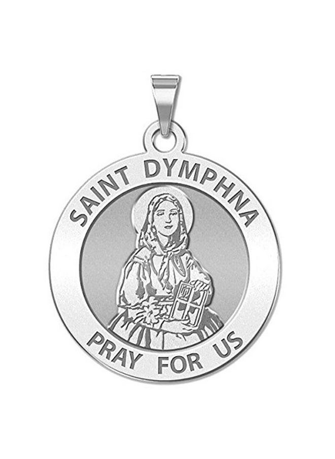 PicturesOnGold.com Saint Dymphna Round Religious Medal Sterling Silver 2 3 X 2 3 Inch Medal Only  - Image 1