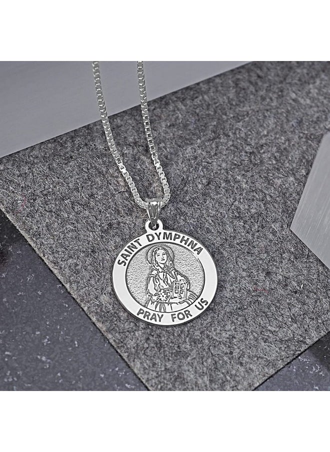 PicturesOnGold.com Saint Dymphna Round Religious Medal Sterling Silver 2 3 X 2 3 Inch Medal Only  - Image 4