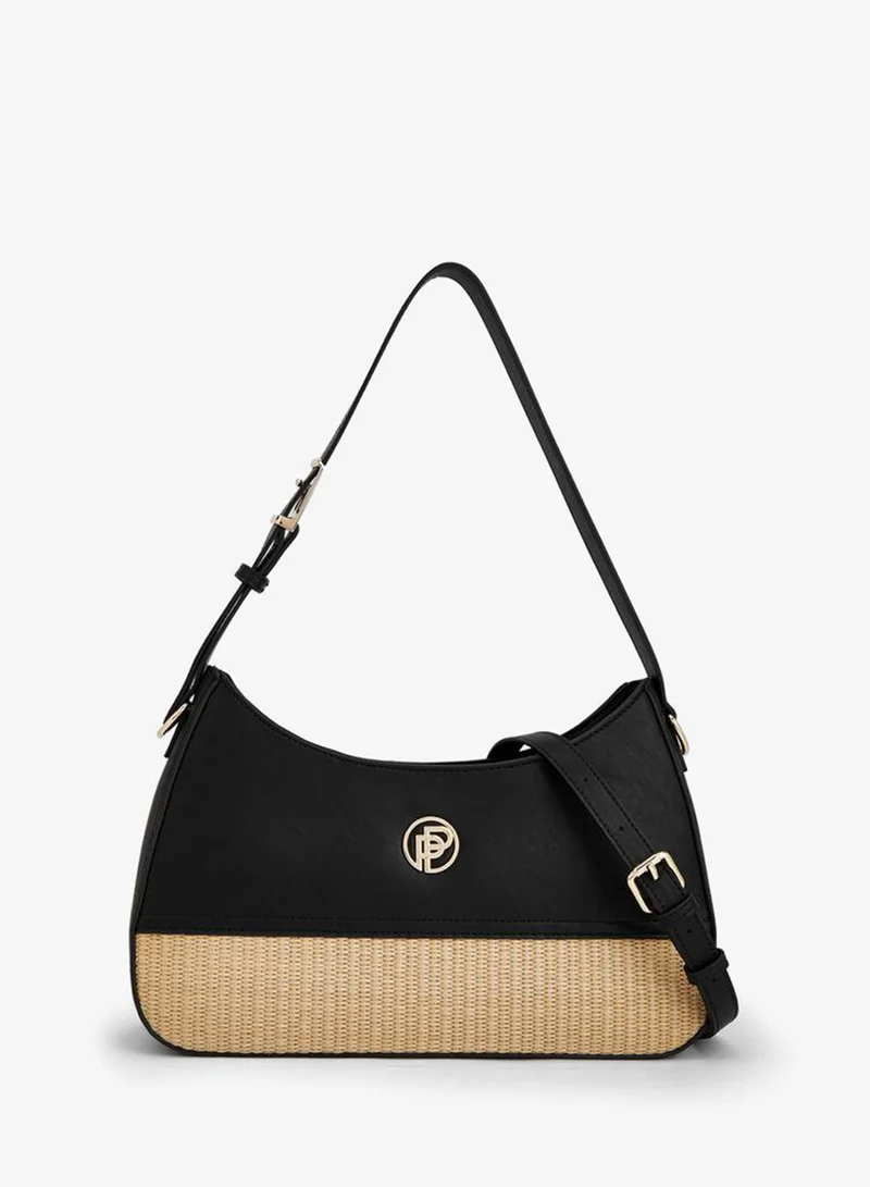 ببرمنة Textured Shoulder Bag With Zip Closure