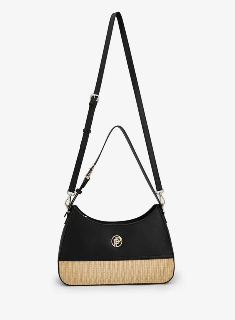 ببرمنة Textured Shoulder Bag With Zip Closure