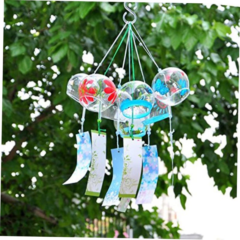 Japanese Handmade Glass Snowflake Wind Bell Vibrant Blossom Design for Living Room Dec - Image 1