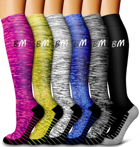 Bluemaple 6 Pack Copper Compression Socks for Women and Men Circulation-Best Support for Medical, Running,Nursing,Athletic - Image 1